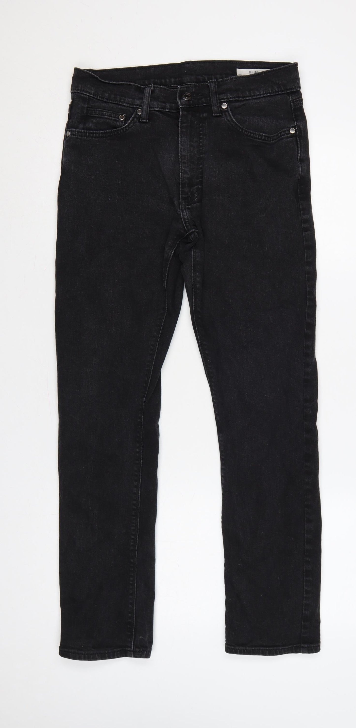 Marks & Spencer Men’s Black Slim Straight Jeans W30 L31 Stretch