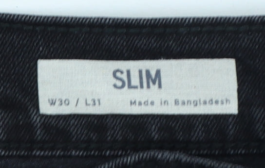 Marks & Spencer Men’s Black Slim Straight Jeans W30 L31 Stretch