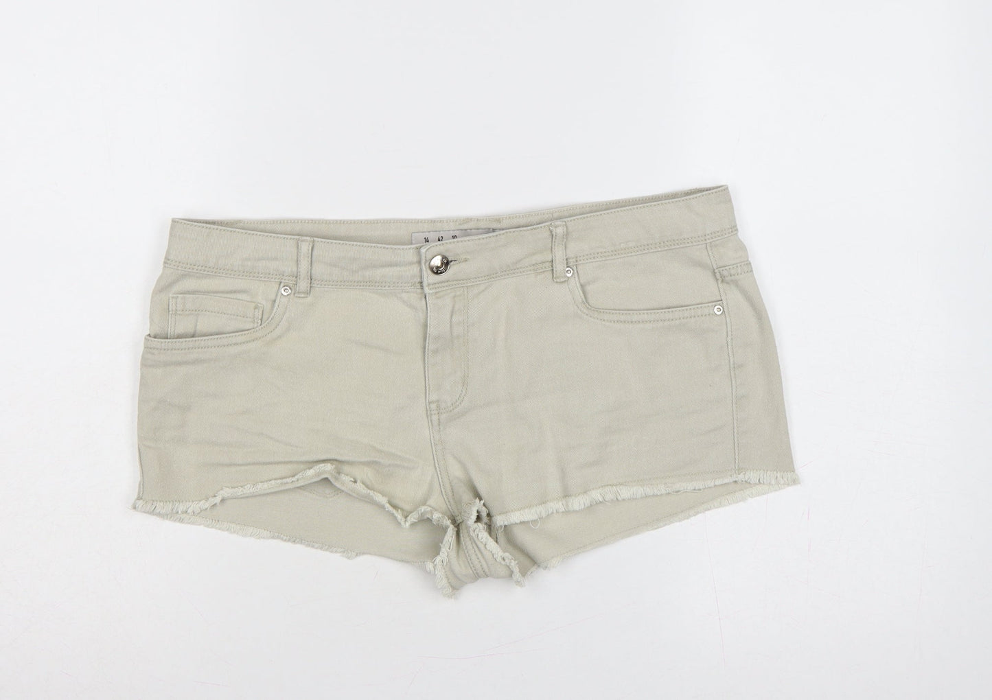 Denim Co Women’s Beige UK 14 Cut-Off Denim Shorts Raw Hem
