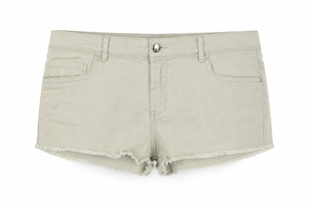 Front view of Denim Co Women’s Beige UK 14 Cut-Off Denim Shorts Raw Hem