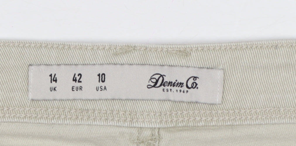 Brand and care label for Denim Co Women’s Beige UK 14 Cut-Off Denim Shorts Raw Hem
