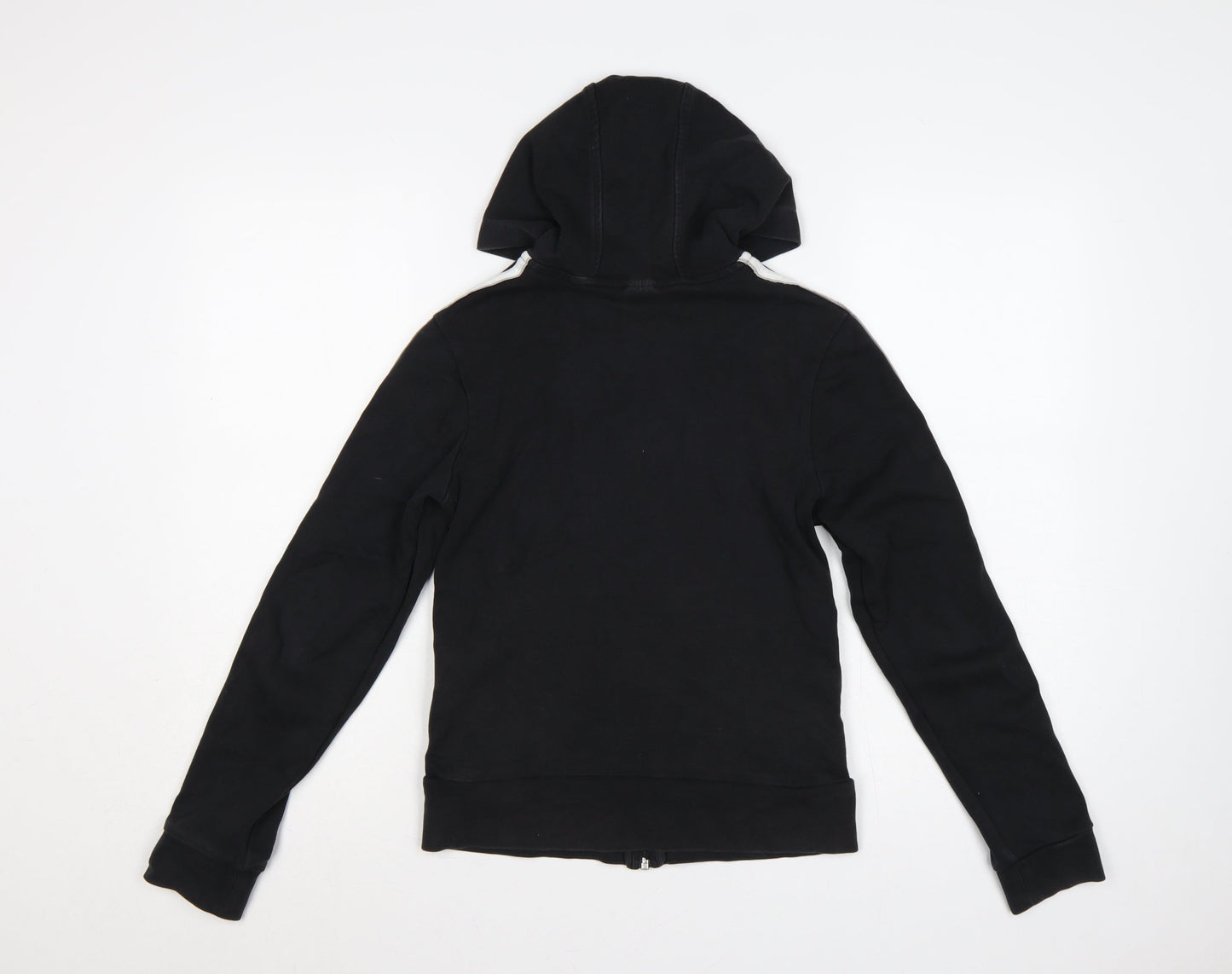 Adidas Women’s Black S Full Zip Hoodie 3 Stripe Cotton Logo