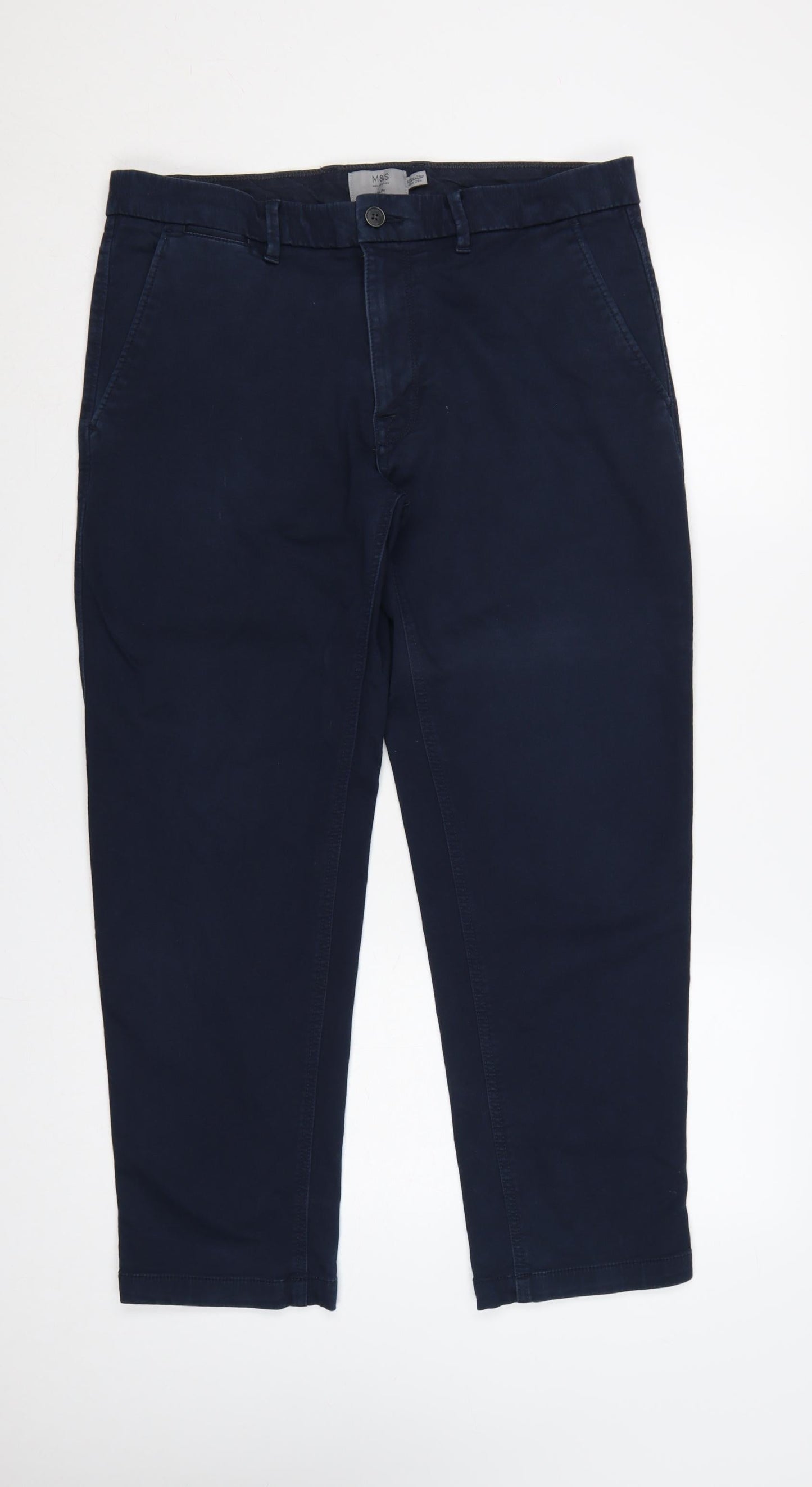 Marks and Spencer Men Blue Slim Chino Trousers 36in 29in