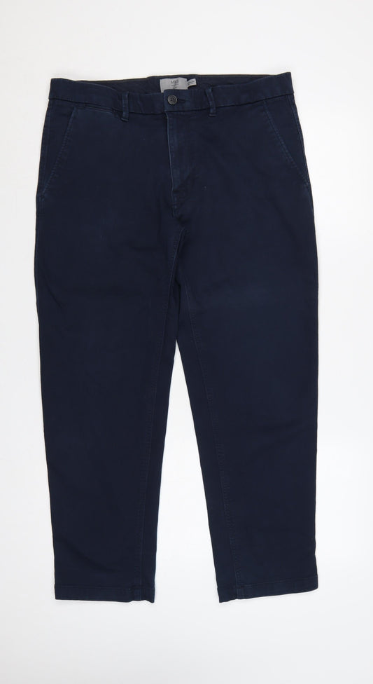 Marks and Spencer Men Blue Slim Chino Trousers 36in 29in