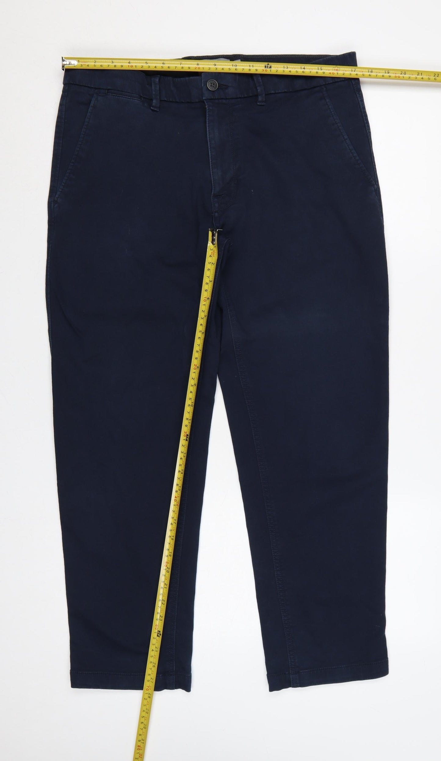 Marks and Spencer Men Blue Slim Chino Trousers 36in 29in