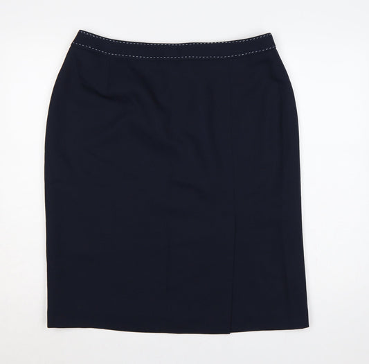 Berketex Women Blue UK 18 Straight Pencil Knee Length Lined Skirt
