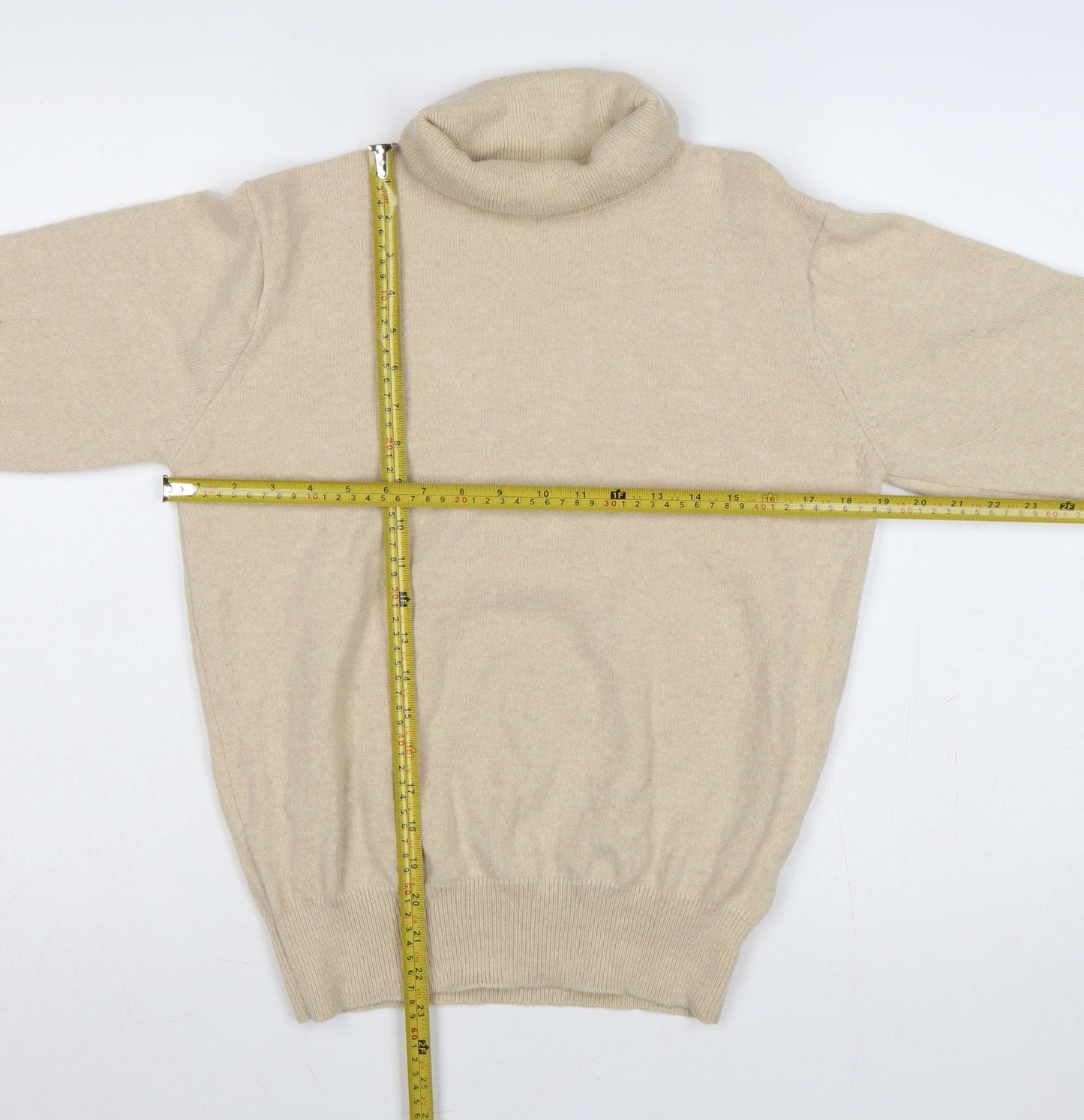 House of Bruar Women's Beige M Lambswool Roll Neck Knit Jumper
