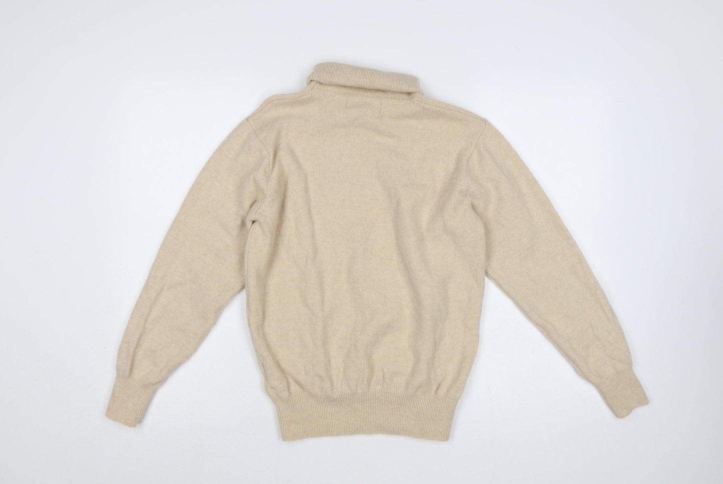 House of Bruar Women's Beige M Lambswool Roll Neck Knit Jumper