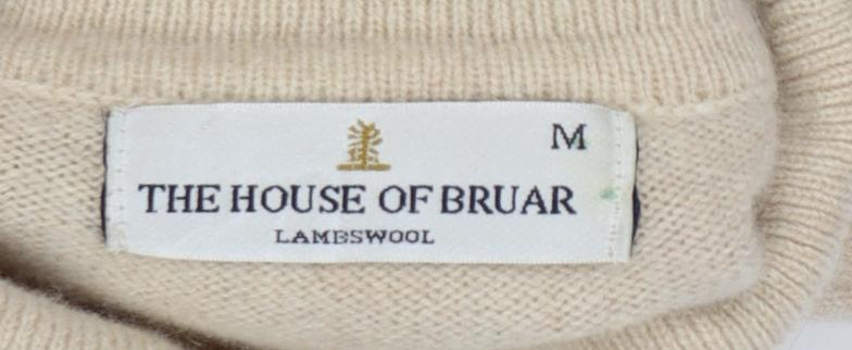 House of Bruar Women's Beige M Lambswool Roll Neck Knit Jumper