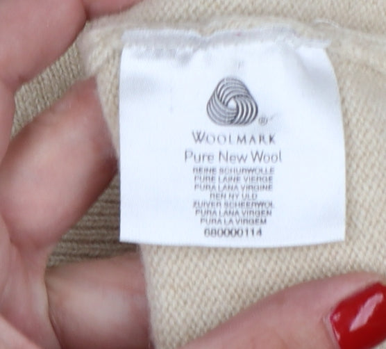 House of Bruar Women's Beige M Lambswool Roll Neck Knit Jumper