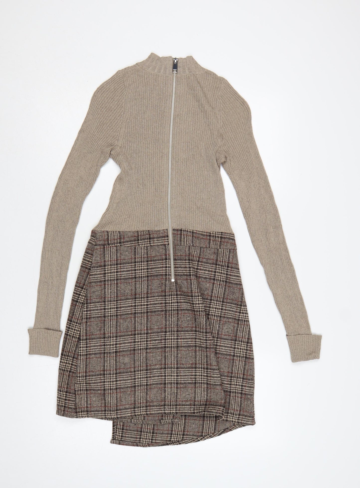 Next Women Multicoloured UK 6 Jumper Dress Plaid Zip Knit