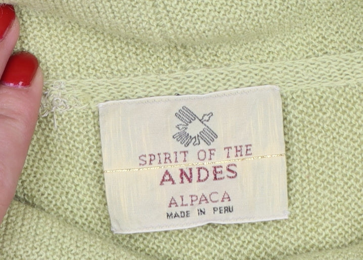 Spirit of the Andes Women Green Alpaca Roll Neck Tunic Jumper S