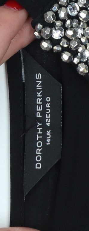 Dorothy Perkins Women Black UK 14 Rhinestone Belted Jumpsuit