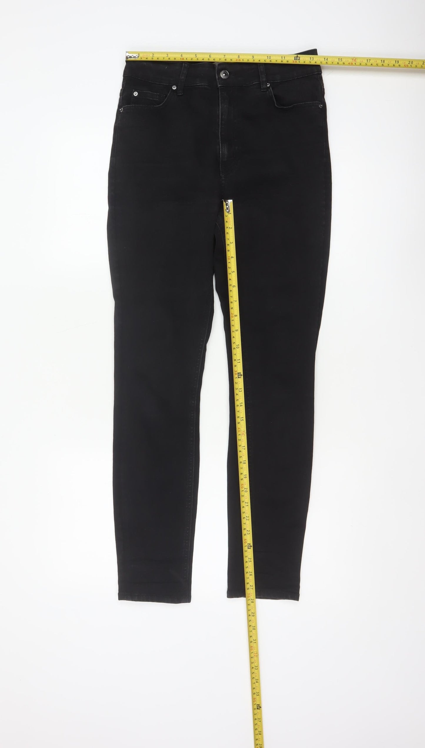 H&M Women’s Black UK 12 High Rise Skinny Stretch Jeans