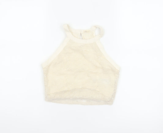 Hollister Women Ivory S Lace Halter Camisole Tank Top Stretch