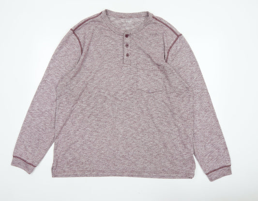 Gap Men's Red XL Long Sleeve Henley Pocket Cotton Blend Top