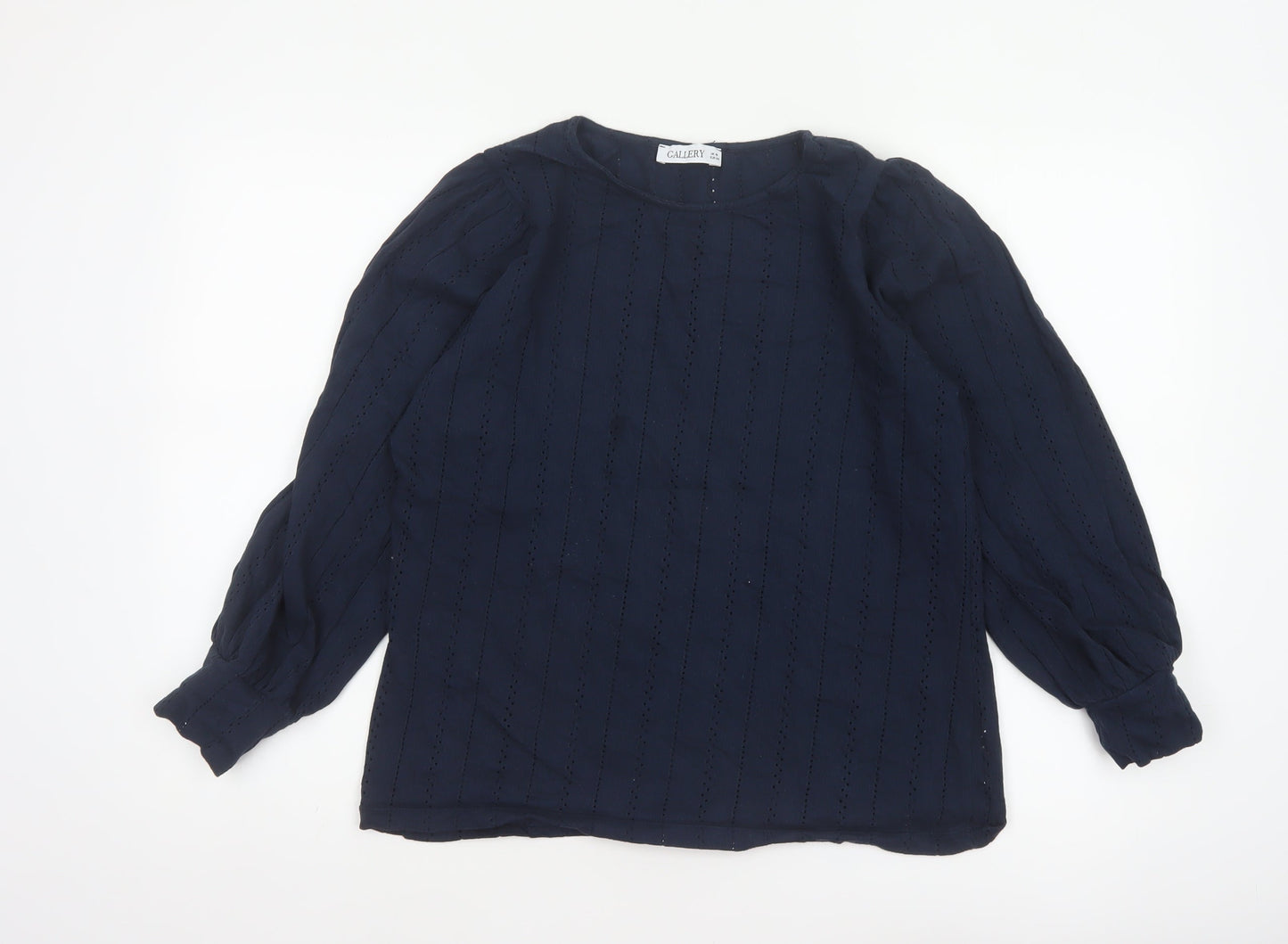 Gallery Women’s Navy Blue UK 16 Cotton Puff Sleeve Broderie Blouse