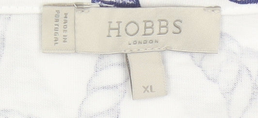 Hobbs Women White Blue Nautical Rope Print Cotton Sleeveless Tank Top XL
