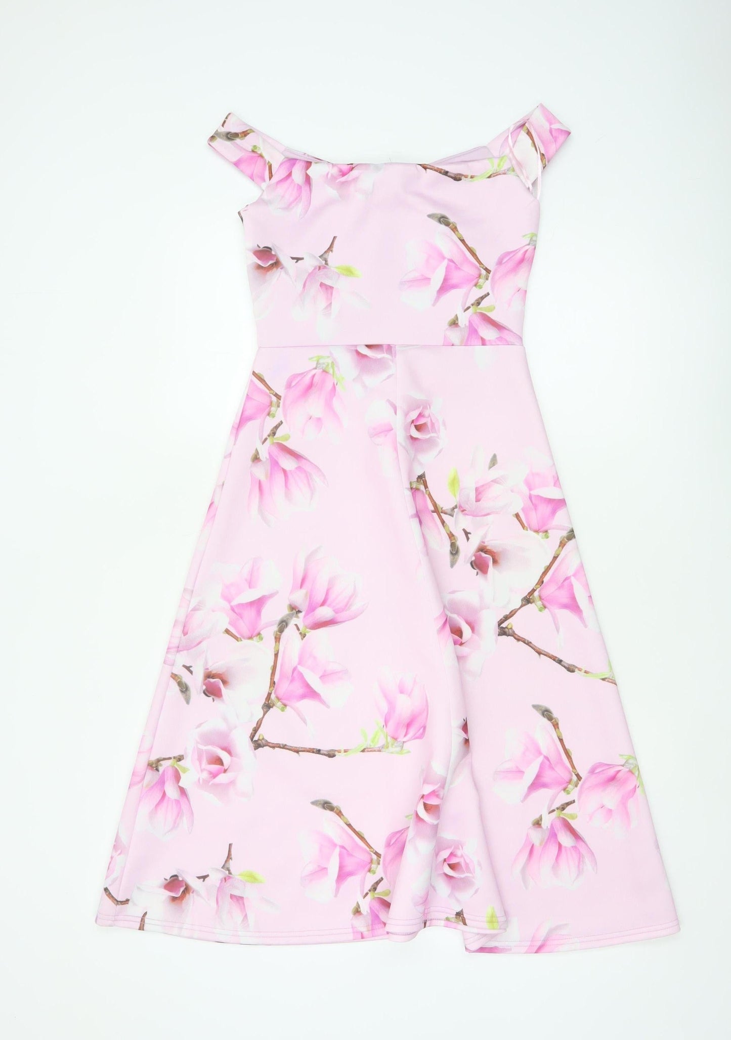 Quiz Women’s Pink Floral Fit & Flare Knee Length Dress UK 8