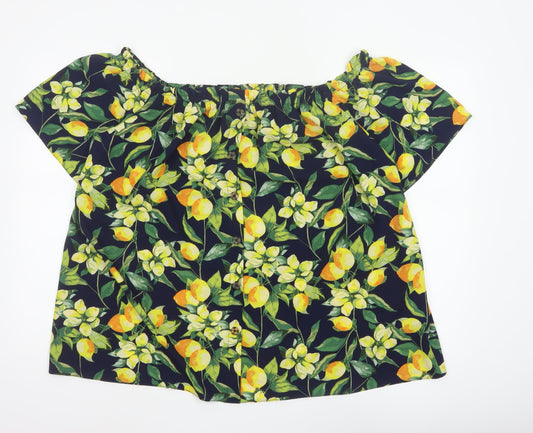 Dorothy Perkins Women Multicoloured UK 22 Floral Off Shoulder Button Blouse