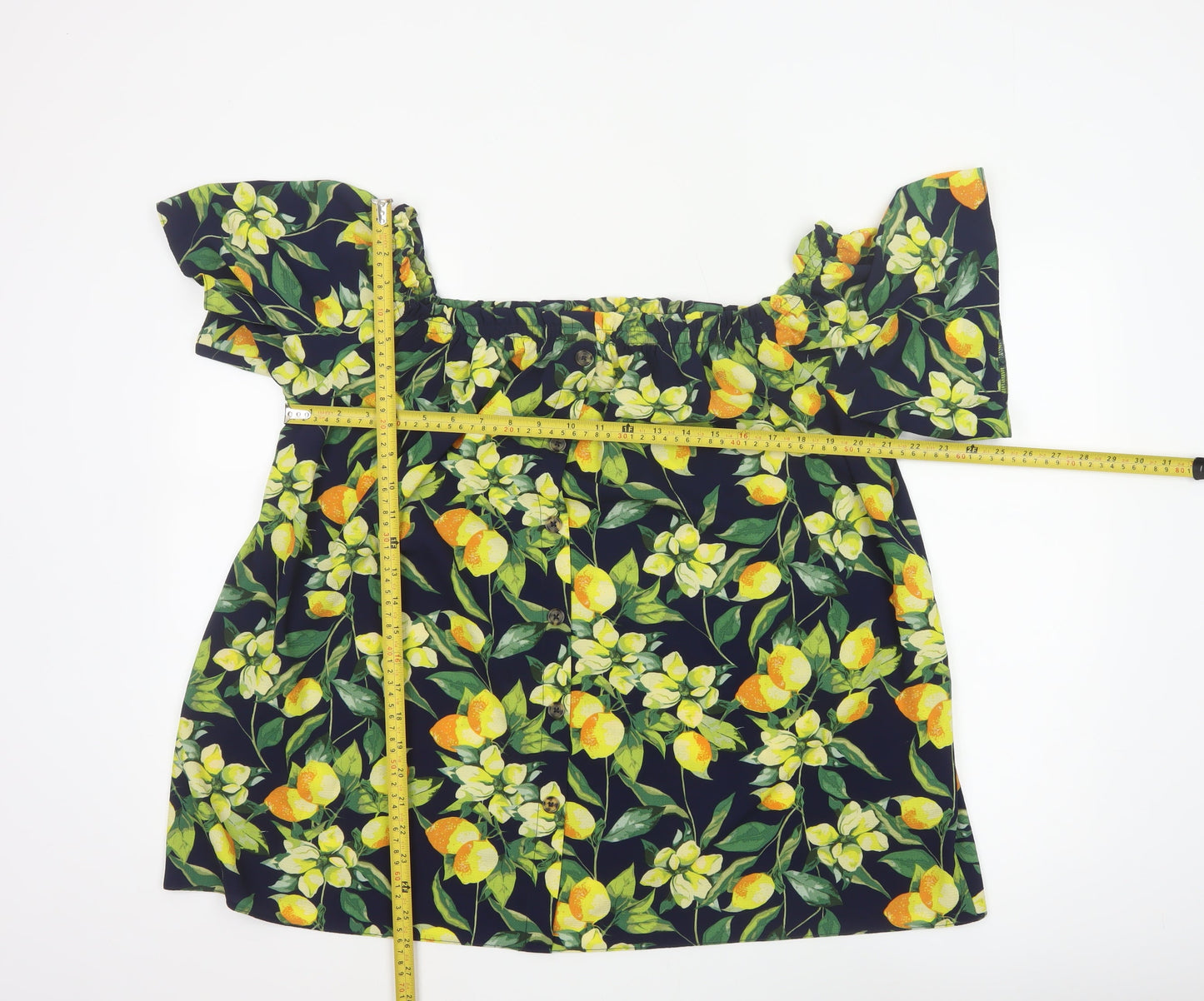 Dorothy Perkins Women Multicoloured UK 22 Floral Off Shoulder Button Blouse