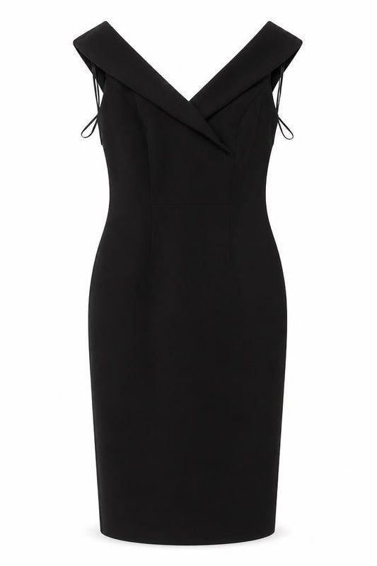 Marks & Spencer Women Black UK 8 Petite Pencil Dress V-Neck Lined