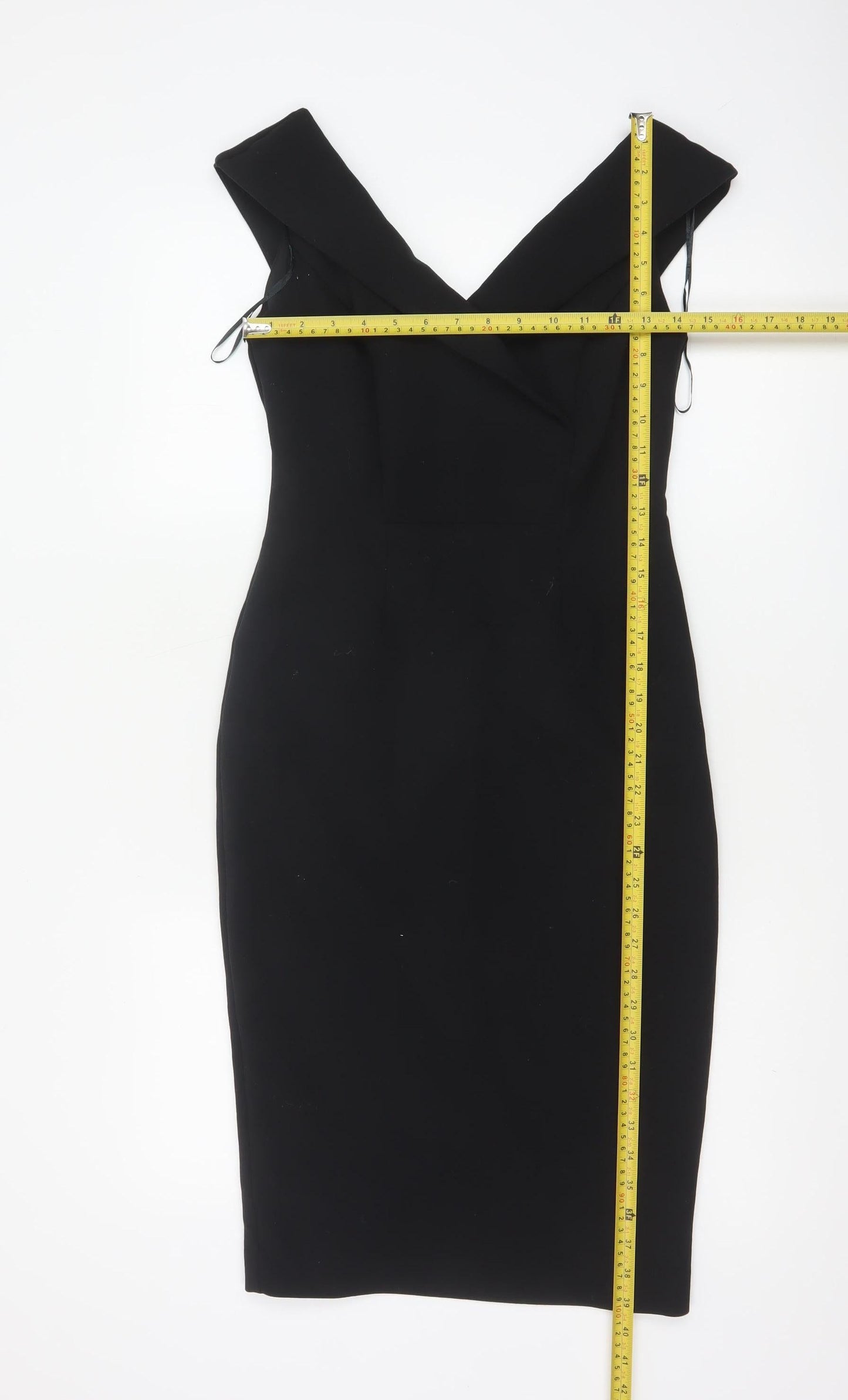 Marks and Spencer Women Black UK 8 Petite Pencil Dress V-Neck Lined