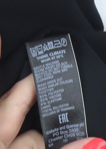 Marks and Spencer Women Black UK 8 Petite Pencil Dress V-Neck Lined