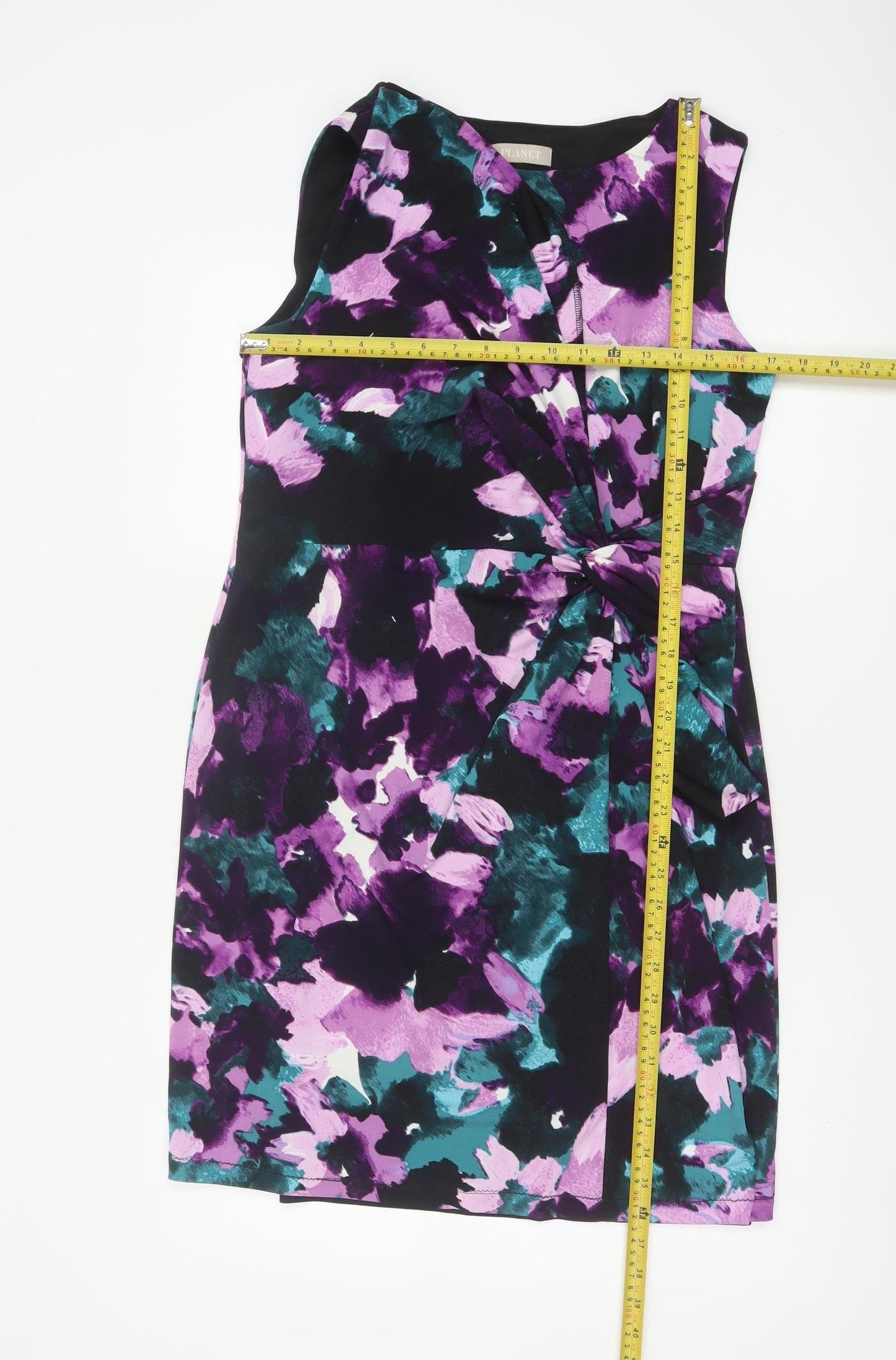 Planet Women Multicoloured UK 10 Floral Ruched Sheath Dress