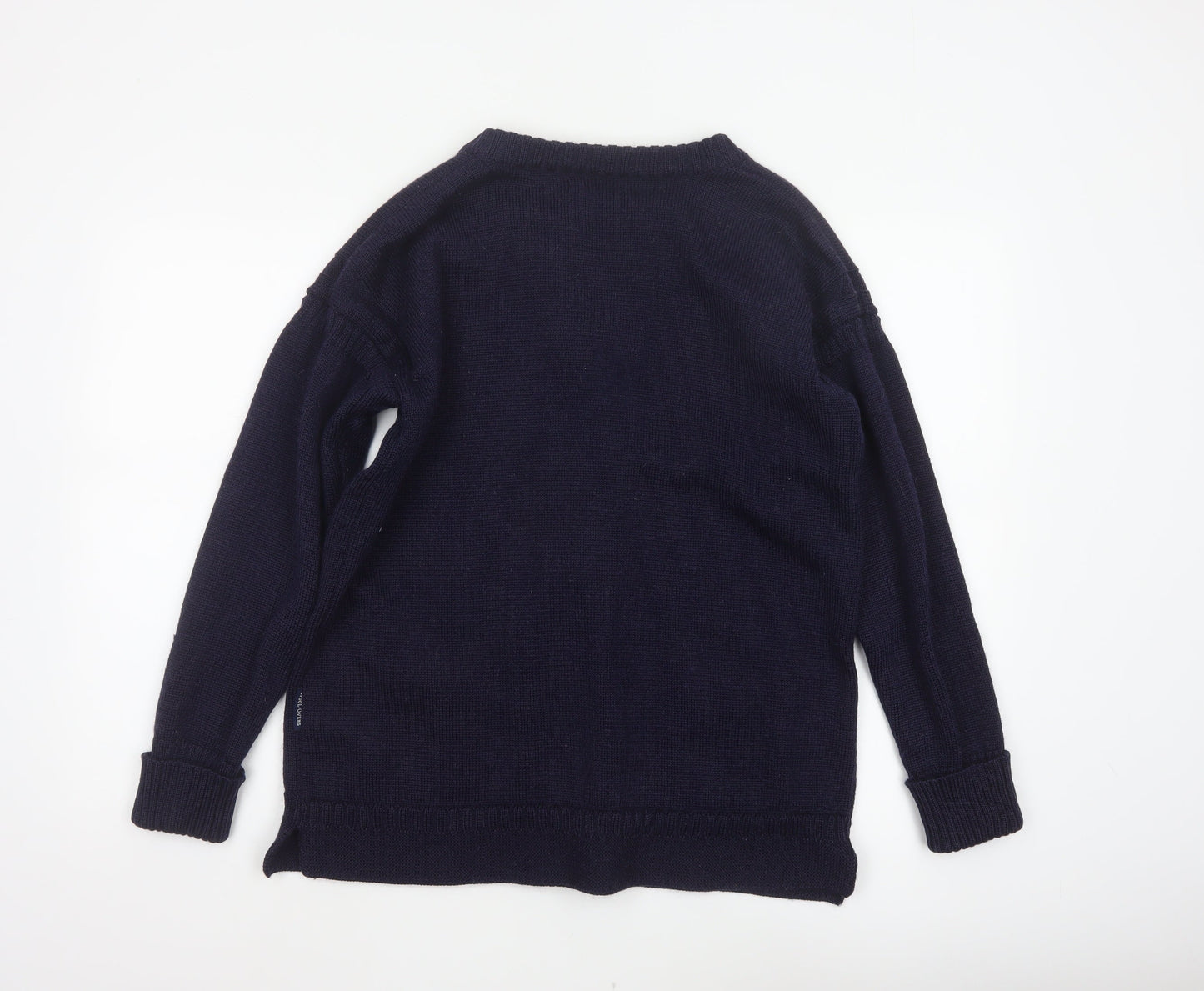 WoolOvers Women’s Blue L 100% Wool Button Pocket Cardigan