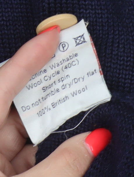 WoolOvers Women’s Blue L 100% Wool Button Pocket Cardigan