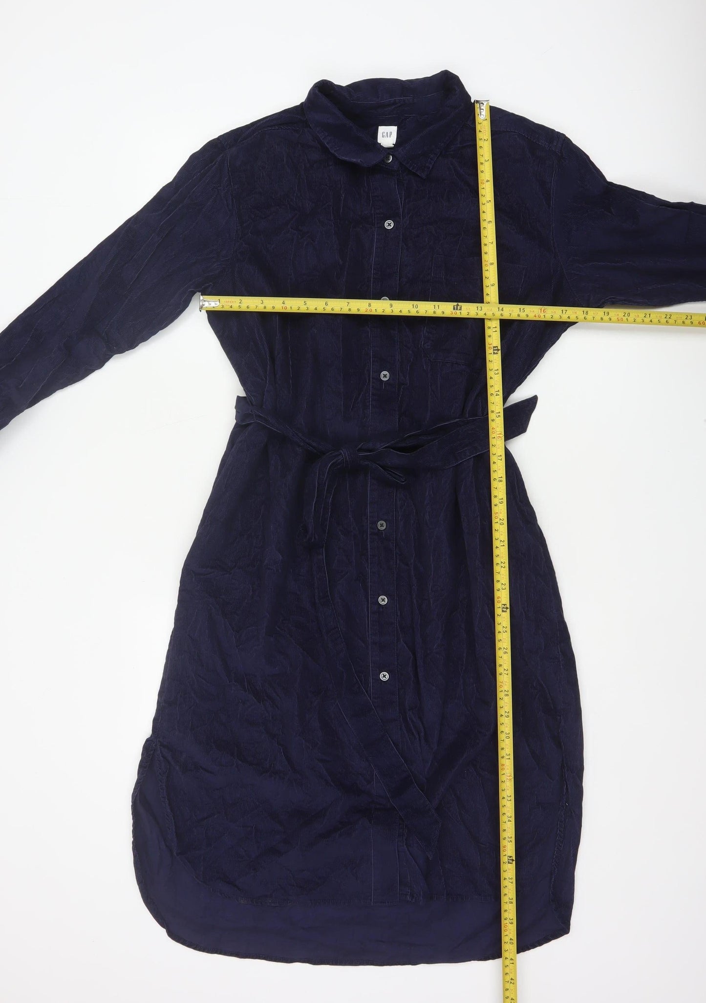 Gap Women’s Blue Corduroy Belted Shirt Dress L Long Sleeve