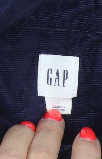 Gap Women’s Blue Corduroy Belted Shirt Dress L Long Sleeve