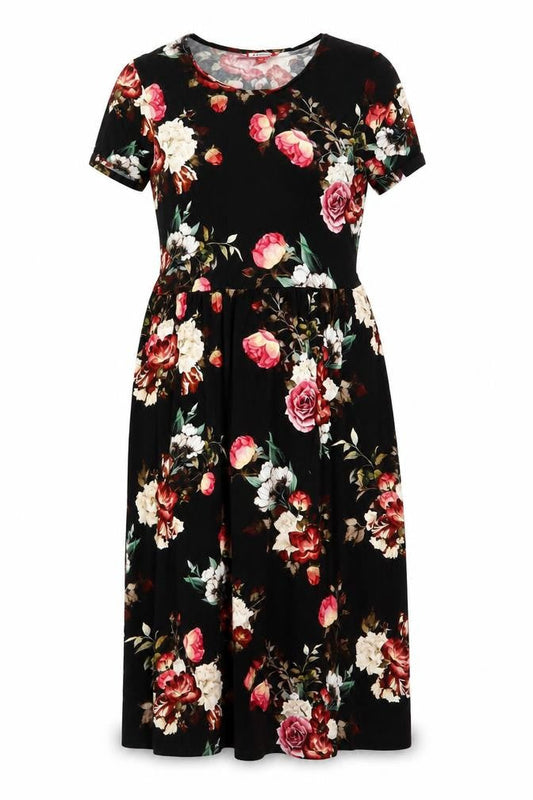 Joe Browns Women Black Floral Fit & Flare Long Dress UK 10 NWT