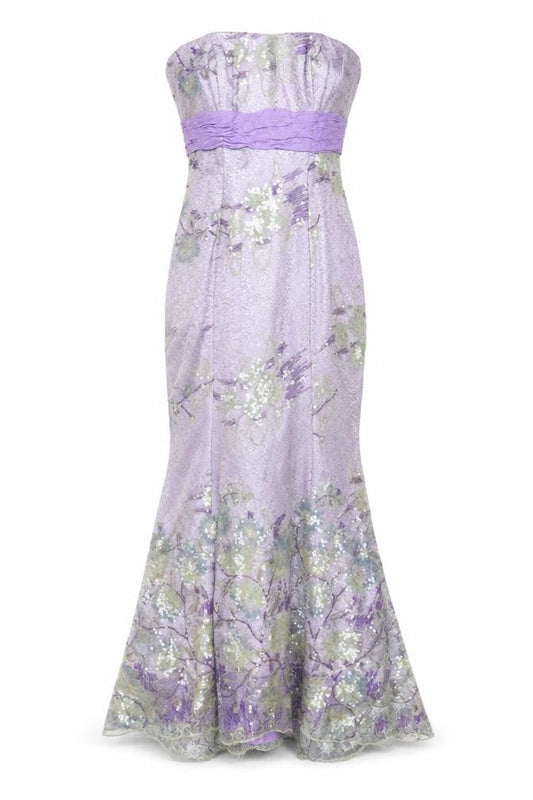 Dewi Gordon Women Purple UK 8 Silk Floral Sequin Mermaid Maxi Dress