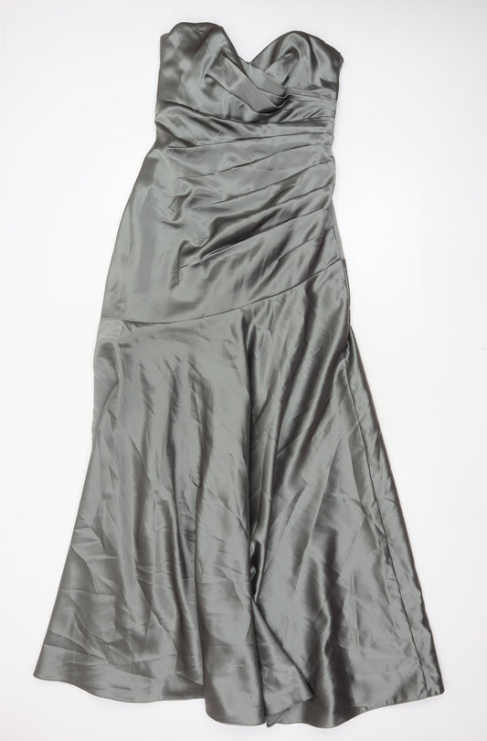 Dessy Collection Women Grey Size 6 Strapless Satin A-Line Evening Dress
