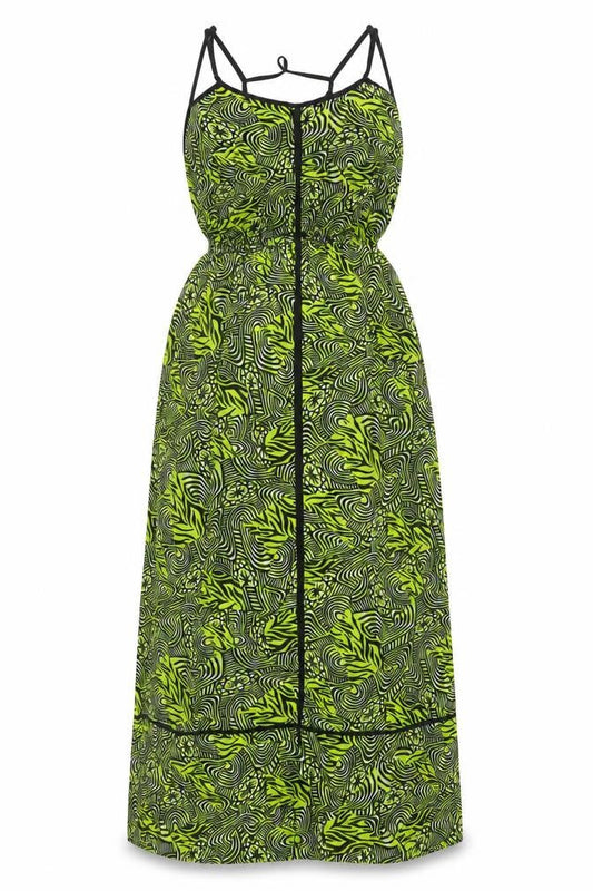 River Island Women Green Geometric Maxi Dress UK 18 Strappy
