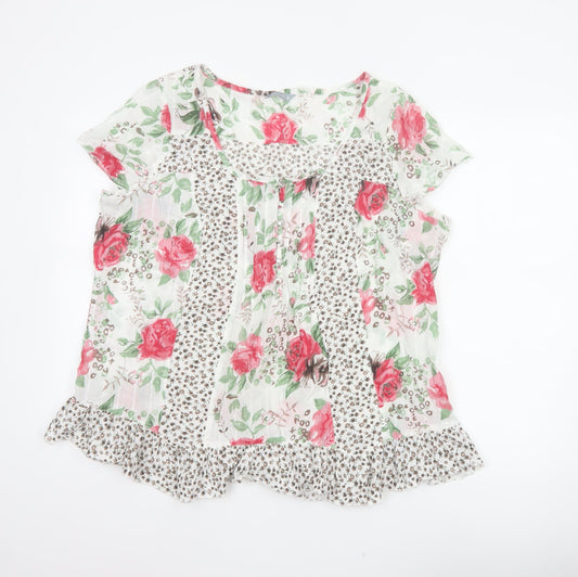 Per Una Women’s Multicoloured Floral Cotton Tunic Blouse UK 18