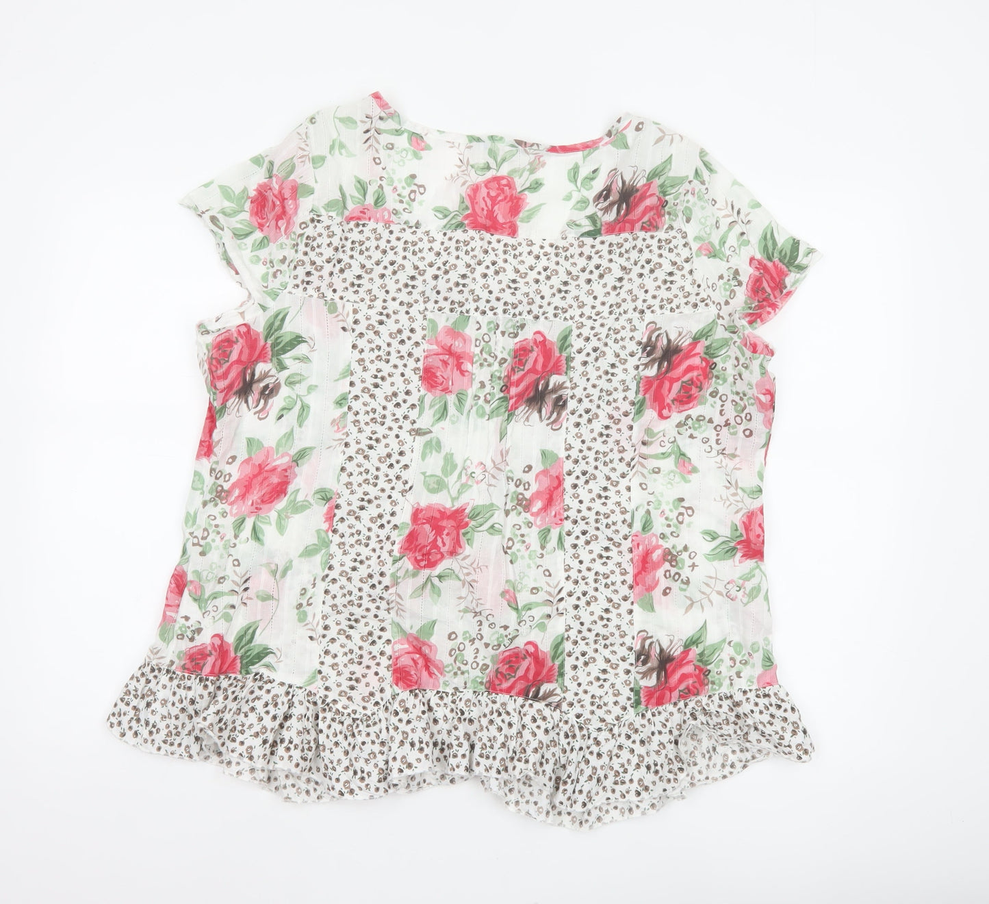 Per Una Women’s Multicoloured Floral Cotton Tunic Blouse UK 18