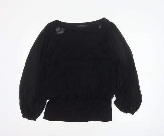 Coast Women’s Black Size 14 Sheer Balloon Sleeve Chiffon Blouse