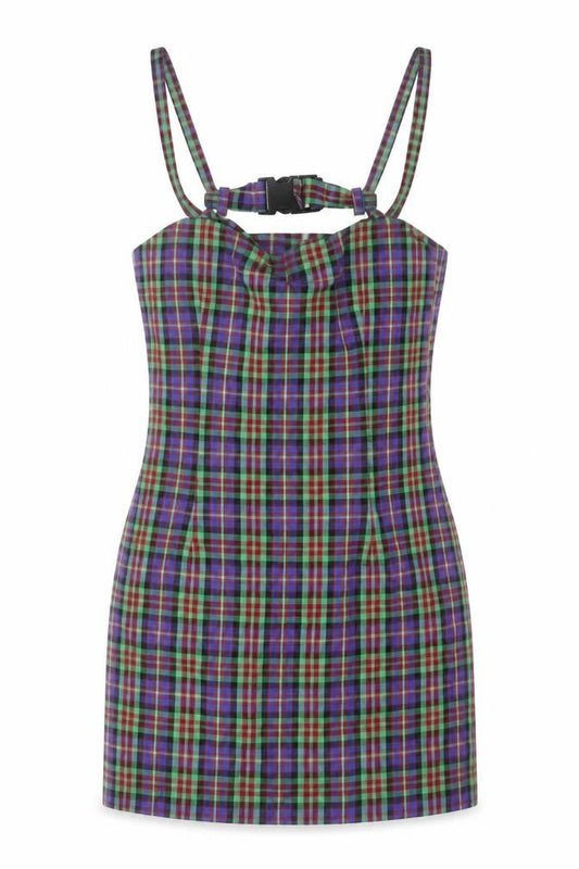 The Ragged Priest Women Multicoloured S Plaid Halter Bodycon Mini Dress