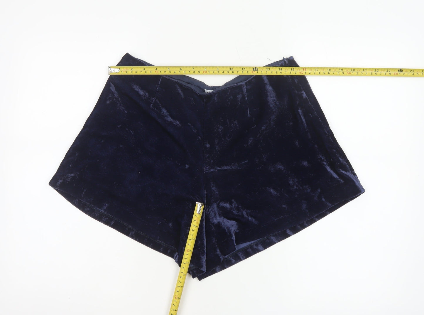 Johnnie b Women’s Blue Velvet Shorts UK 30 Party High Rise