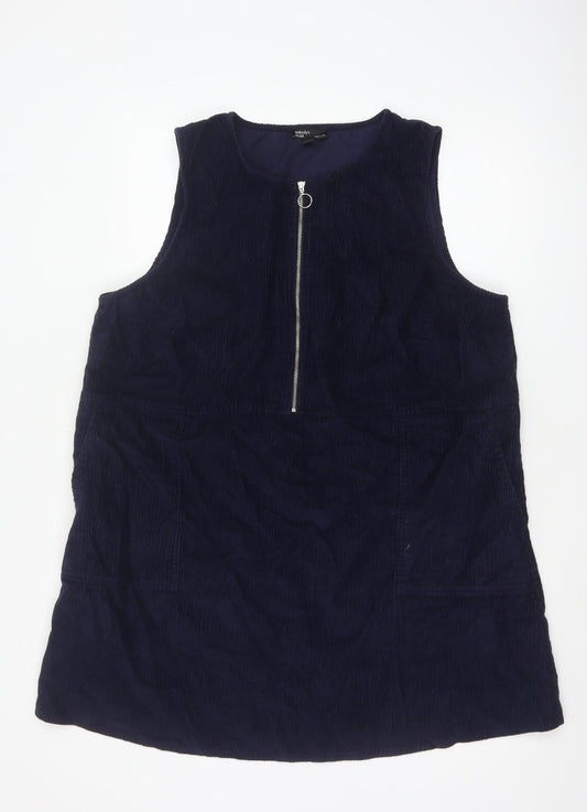 Nobody's Child Women’s Navy Blue UK 18 Corduroy Pinafore Zip Dress
