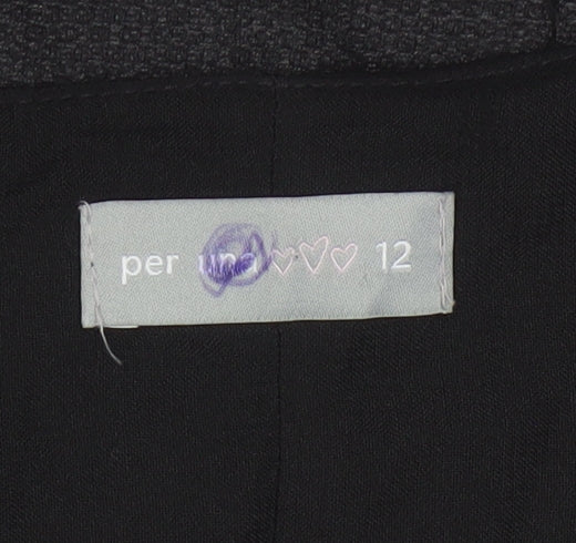 Per Una Women Black & Grey UK 12 Pencil Dress Puff Sleeve Workwear