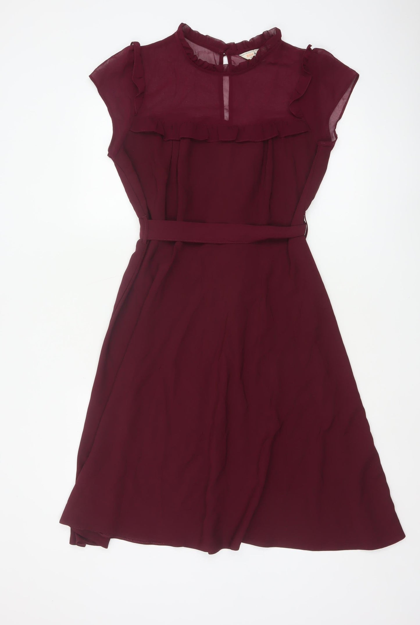 Billie & Blossom Women Red UK 14 Fit & Flare Ruffle Knee Dress