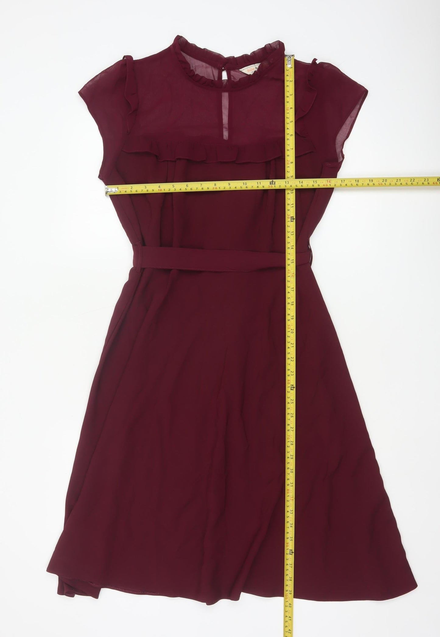 Billie & Blossom Women Red UK 14 Fit & Flare Ruffle Knee Dress