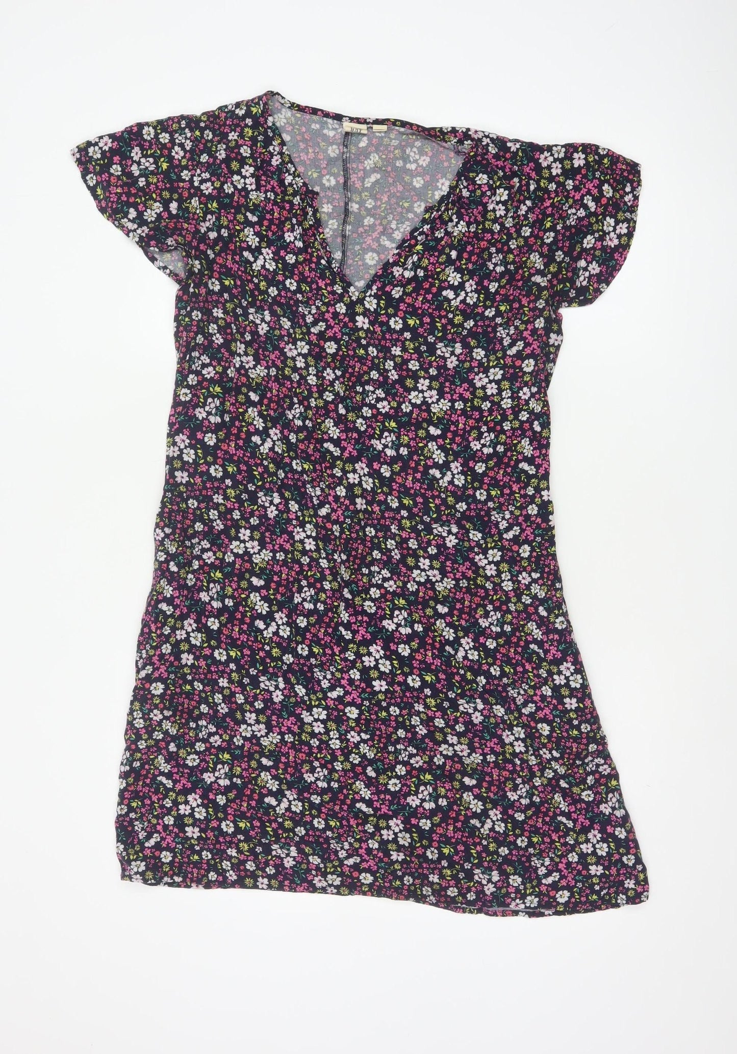 Gap Women Black Floral V-Neck Cap Sleeve Knee Length Dress UK 10