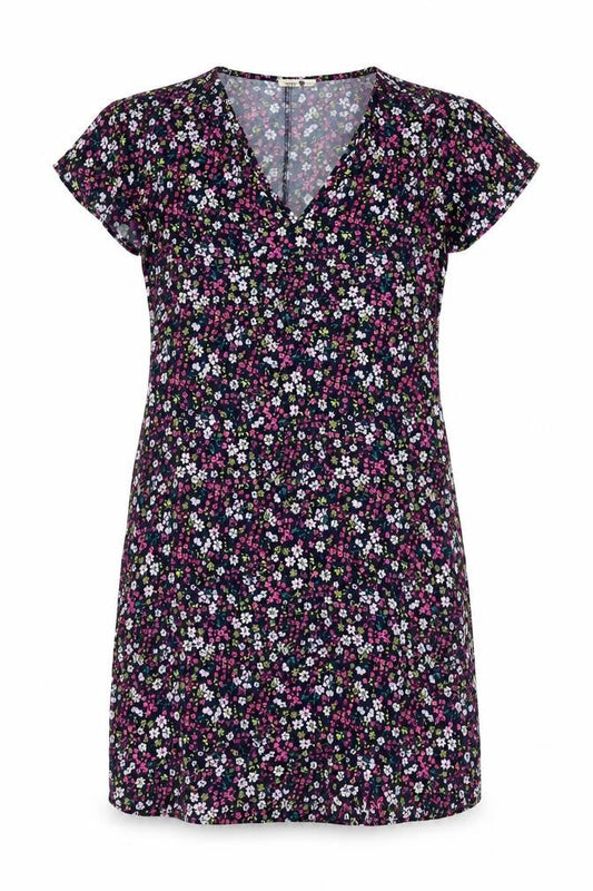 Gap Women Black Floral V-Neck Cap Sleeve Knee Length Dress UK 10