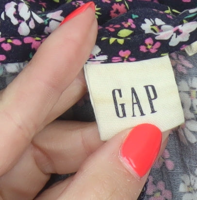 Gap Women Black Floral V-Neck Cap Sleeve Knee Length Dress UK 10