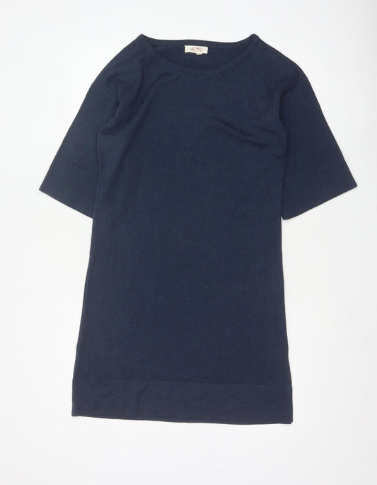 Fat Face Women’s Blue L Knit Jumper Shift Dress 3/4 Sleeve